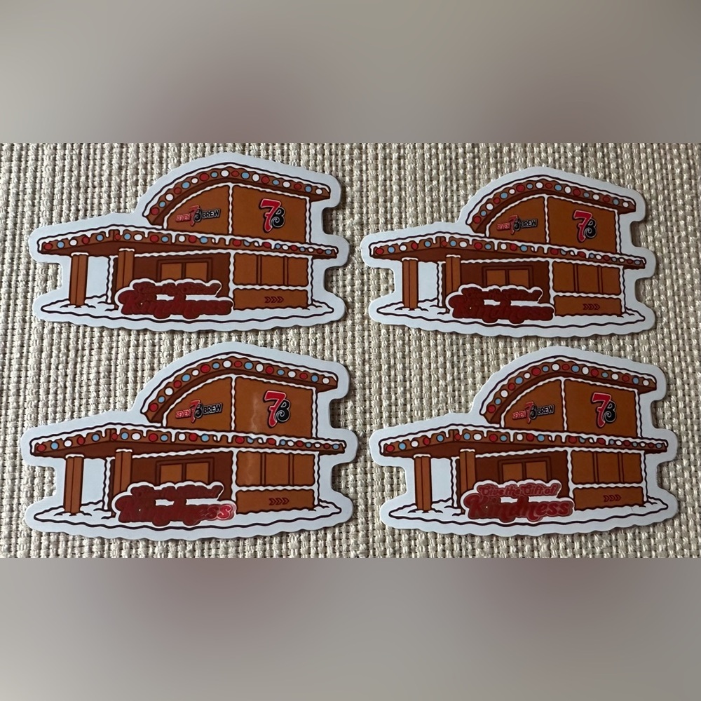 7 Brews Coffee Christmas Stickers set of 4